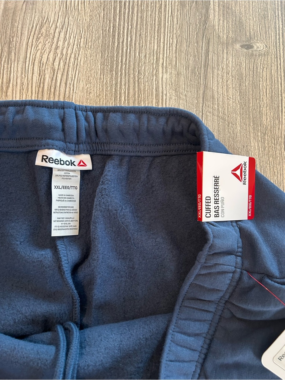 Reebok Men’s Fleece Jogger Sweatpants Denim Blue Size XXL Pockets NEW WITH TAGS. - Picture 4 of 11